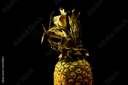 pineapple on black background