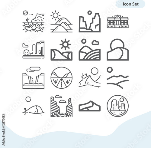 Simple set of arizona related lineal icons.