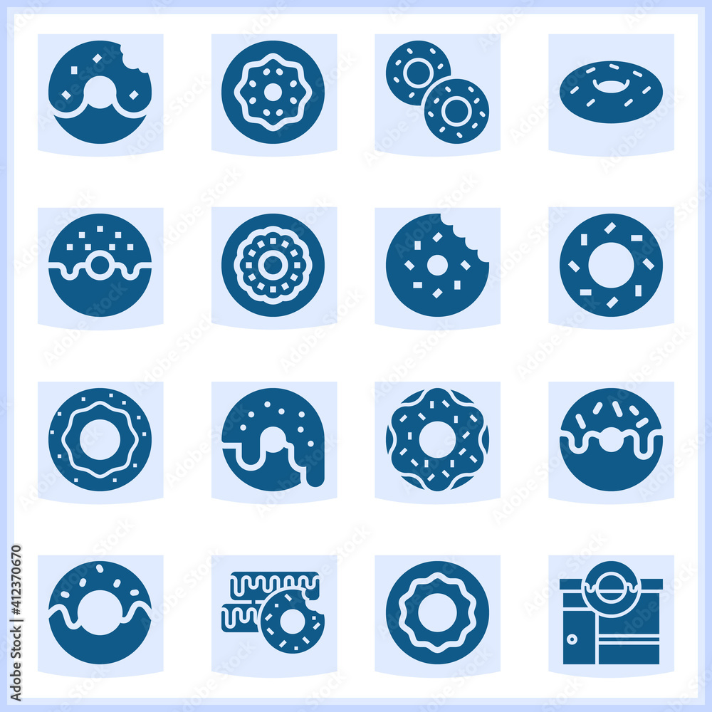 Donut related simple set. 16 filled Donut related simple set. 16 filled