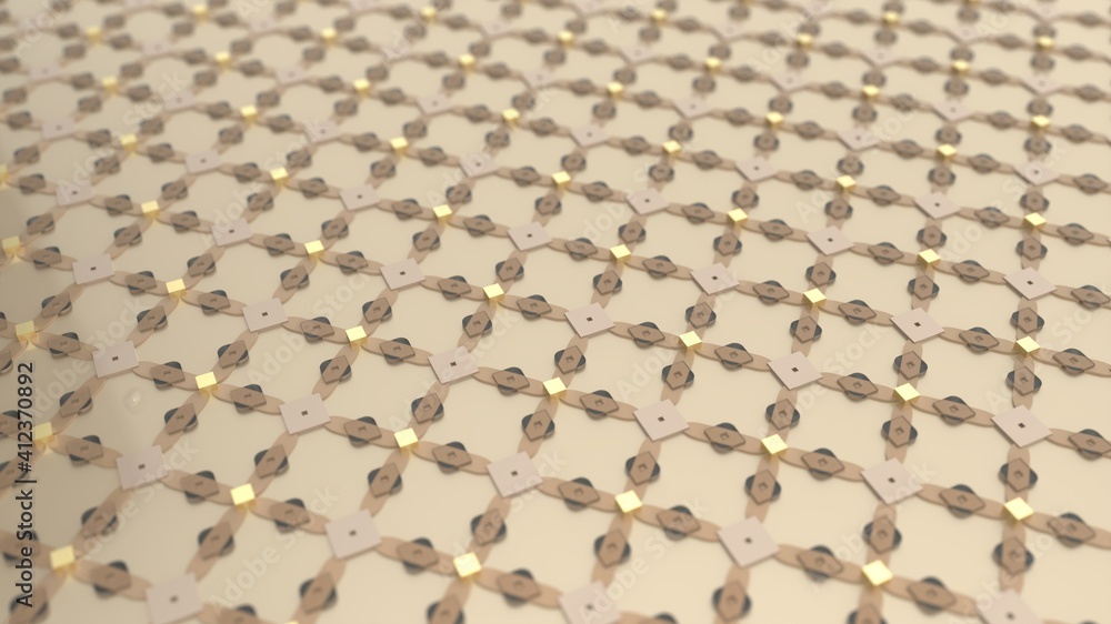 Obraz premium 3d Seamless Abstract Geometric Pattern in Gold Beige Brown and Brass Color Tone