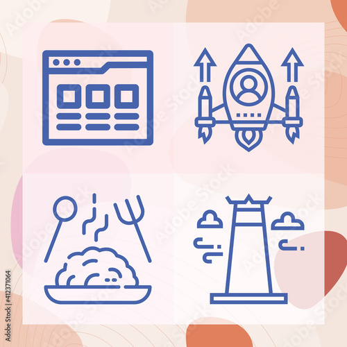 Simple set of nepal related lineal icons