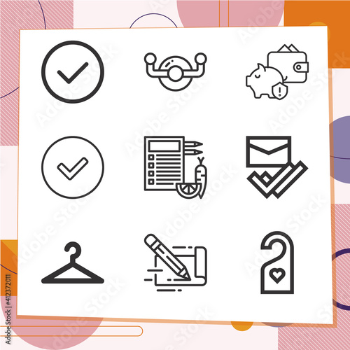 Simple set of 9 icons related to insure