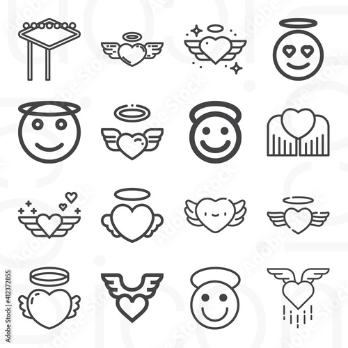 16 pack of angeles lineal web icons set
