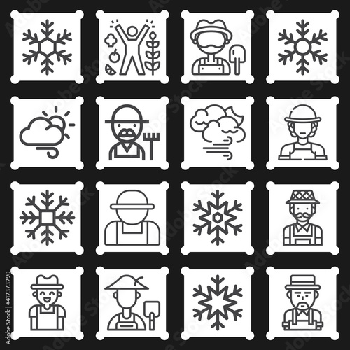 16 pack of farms  lineal web icons set