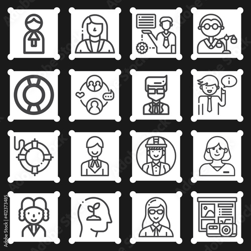 16 pack of counselor  lineal web icons set