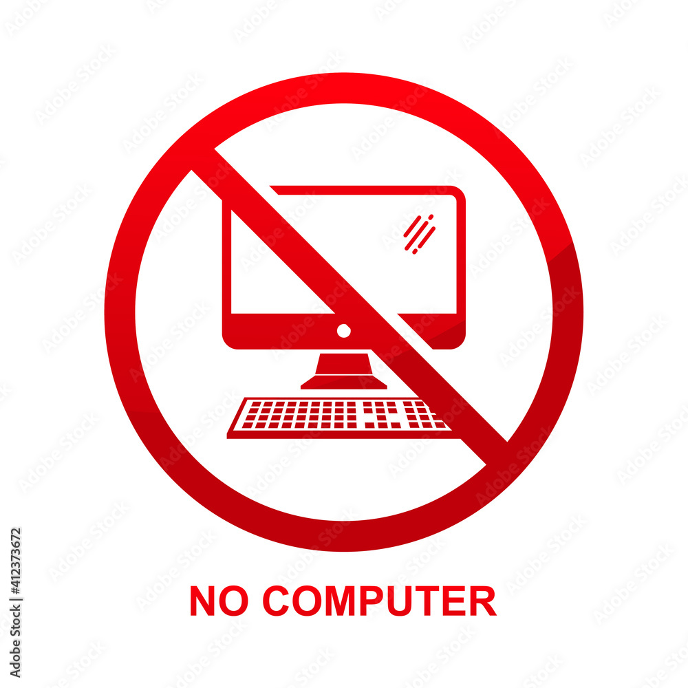 No computer sign isolated on white background vector illustration. No computer sign isolated on white background vector illustration.