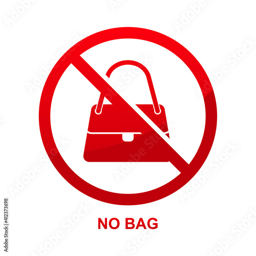 No bag sign isolated on white background vector illustration.