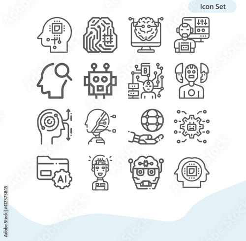 Simple set of information gathering related lineal icons.