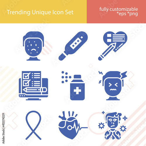 Simple set of symptom related filled icons.