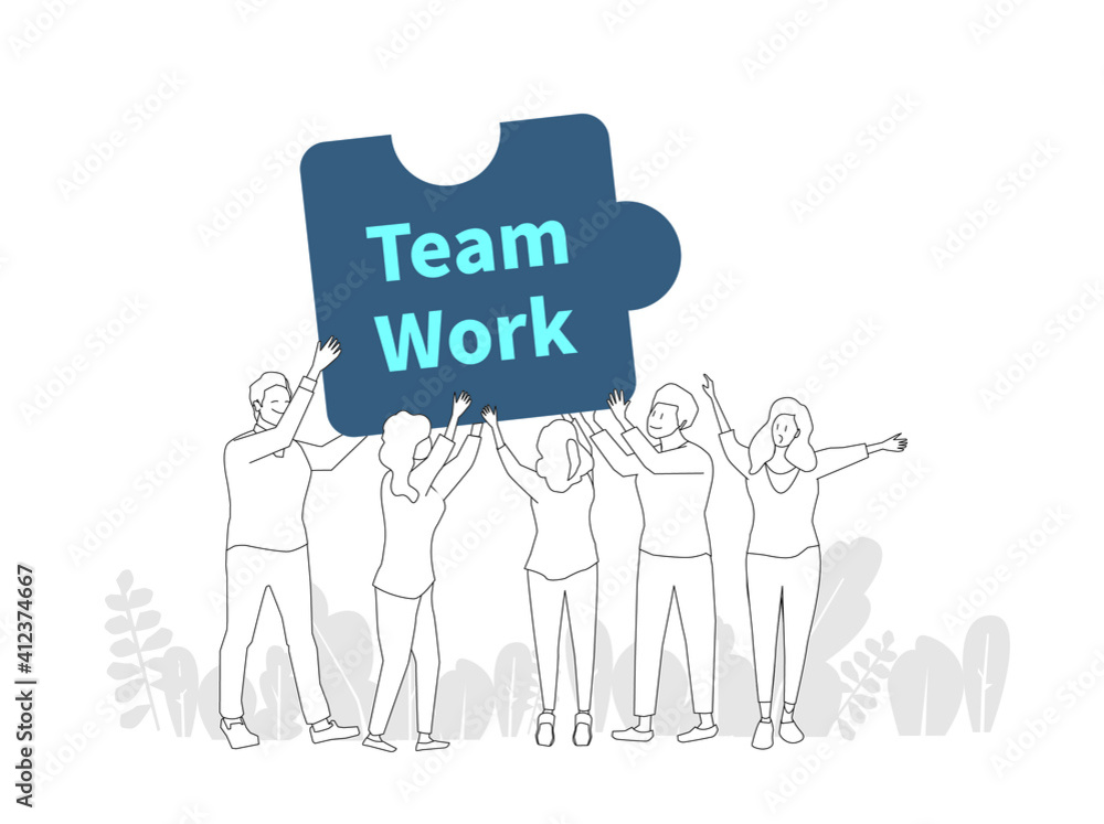 Teamwork illustration. Team work communication, partnership vector. Teamwork illustration. Team work communication, partnership vector.