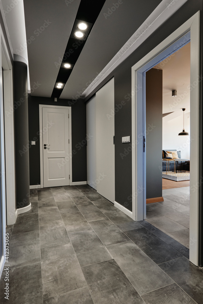 Hallway with doors in flat Hallway with doors in flat