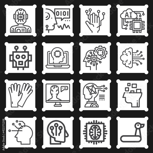 16 pack of synthetic  lineal web icons set