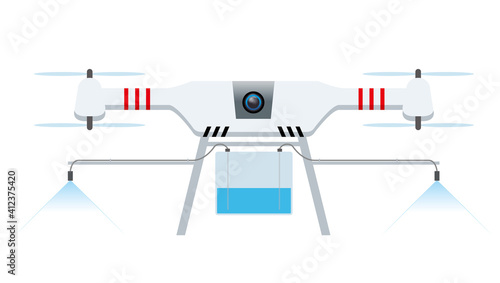 未来の農業農薬散布ドローン無人飛行機マルチコプターのイラスト段ボールマルチコプターテクノロジーDrone