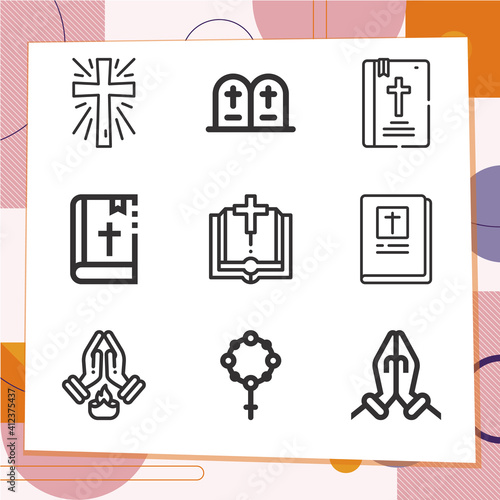 Simple set of 9 icons related to mysticism