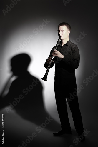 Clarinet player portrait classical musician playing
