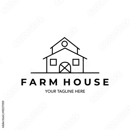farm house logo minimalist line art design