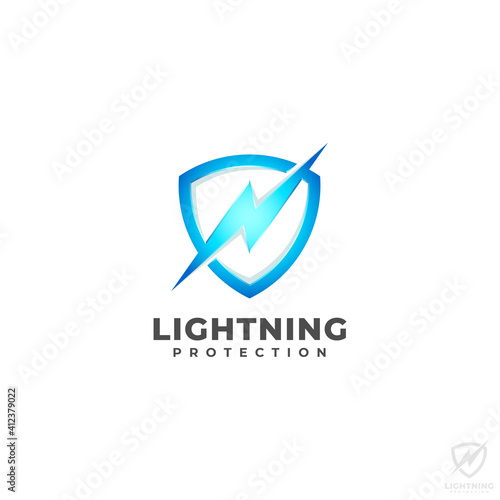 Shield Logo with Lightning Protection concept