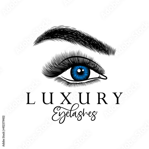Luxury Beauty Eye Lashes Logo Vector Template
