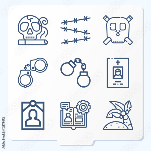 Simple set of 9 icons related to sentences
