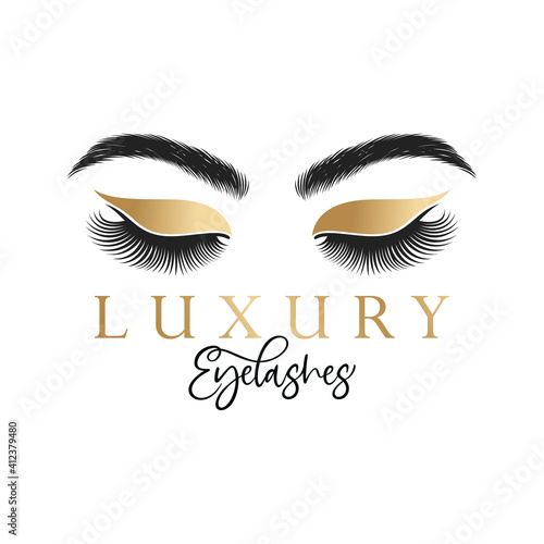 Luxury Beauty Eye Lashes Logo Vector Template
