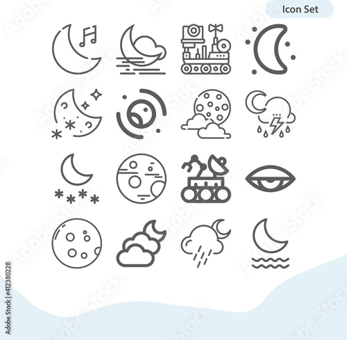 Принти на полотні Simple set of lunar year related lineal icons.
