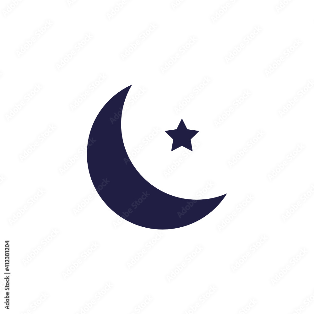 Vector Icon of Crescent Moon and Star with Dark Solid Color Fill. Suitable for Icon, UI icon, Illustration Graphic Resource, and Islamic Event such as Ramadan Kareem, Eid Mubarak, etc. Vector Icon of Crescent Moon and Star with Dark Solid Color Fill. Suitable for Icon, UI icon, Illustration Graphic Resource, and Islamic Event such as Ramadan Kareem, Eid Mubarak, etc.