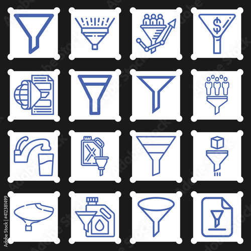 16 pack of filtration  lineal web icons set