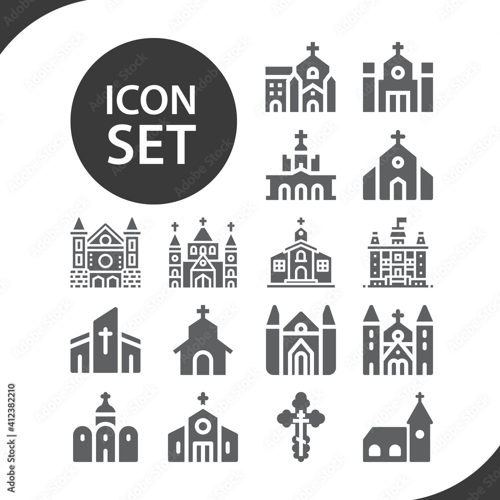Simple set of religious service related filled icons.