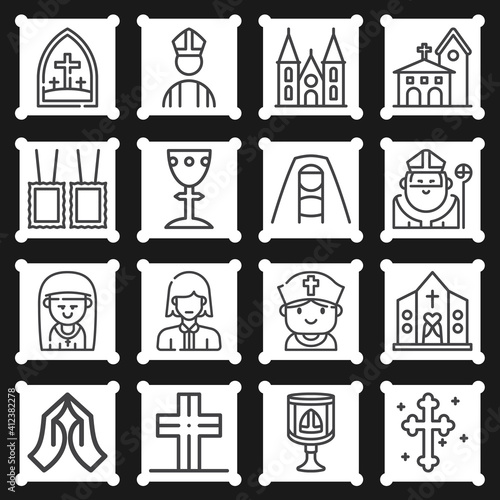 16 pack of apostolic  lineal web icons set