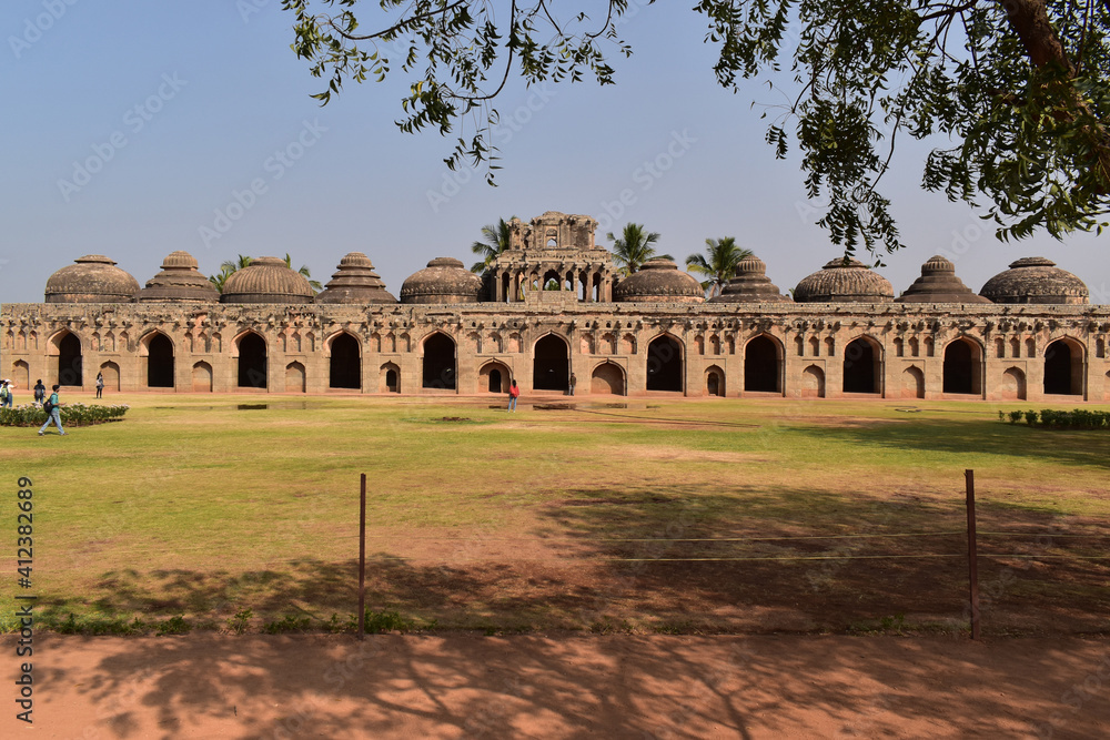  Elephant Stable in Hampi front view . It is one of the UNESCO World Heritage site in India