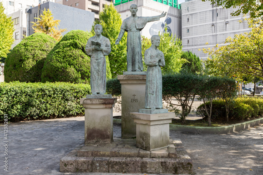 Obraz premium キリスト教伝来の地 ザビエル公園ザビエル・ヤジロウ・ベルナルドの像