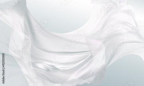 3d realistic flying white silk fabric. Abstract vector flying wave silk or satin fabric. Realistic fluttering white cloths.White Satin Silky Cloth Fabric Textile Drape with Crease Wavy Folds. Vector