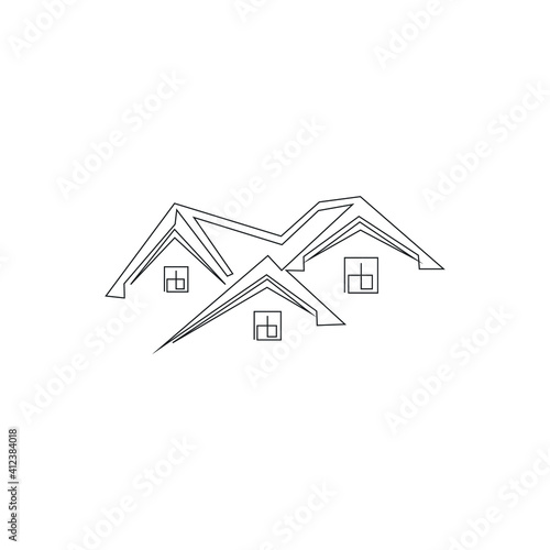 logo design real estate continuous line drawing simple clean and tidy