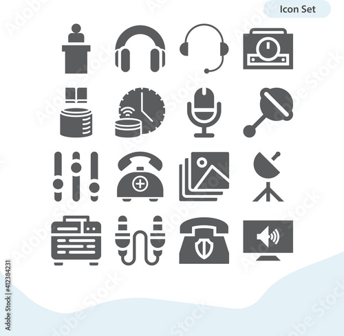 Simple set of voice related filled icons.