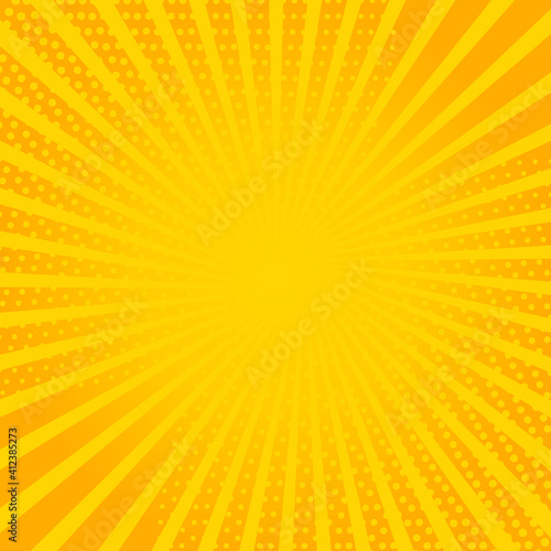 Stylish yellow comic square background with dots pattern