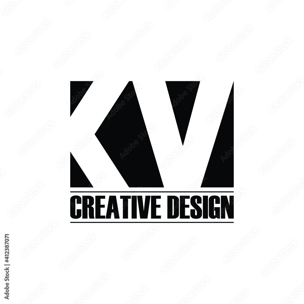 Letter KV simple logo design vector