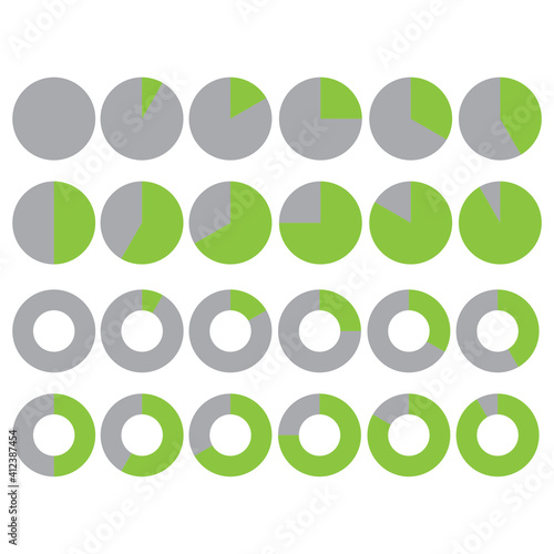 Flat green loading circles for report design. Status bar icon. Vector design template. Stock image. EPS 10.
