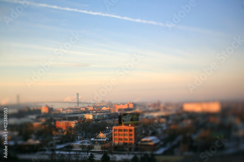 Winter In Detroit Looking Towards Canada And The Ambassador Bridge photo