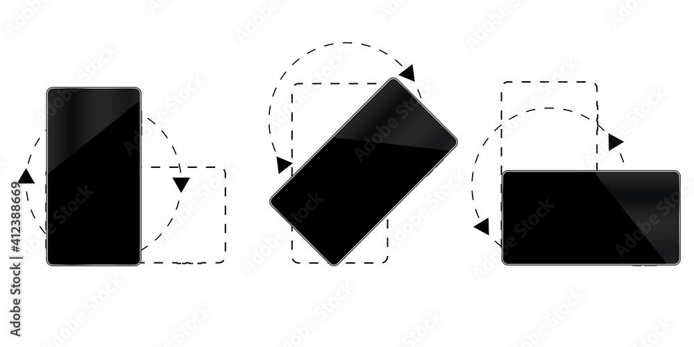 Rotate phone in modern style. Smartphone mockup. Smartphone screen. Vector design template. Stock image. EPS 10. Rotate phone in modern style. Smartphone mockup. Smartphone screen. Vector design template. Stock image. EPS 10.