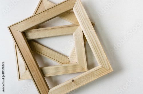 Empty wooden frame stack photo