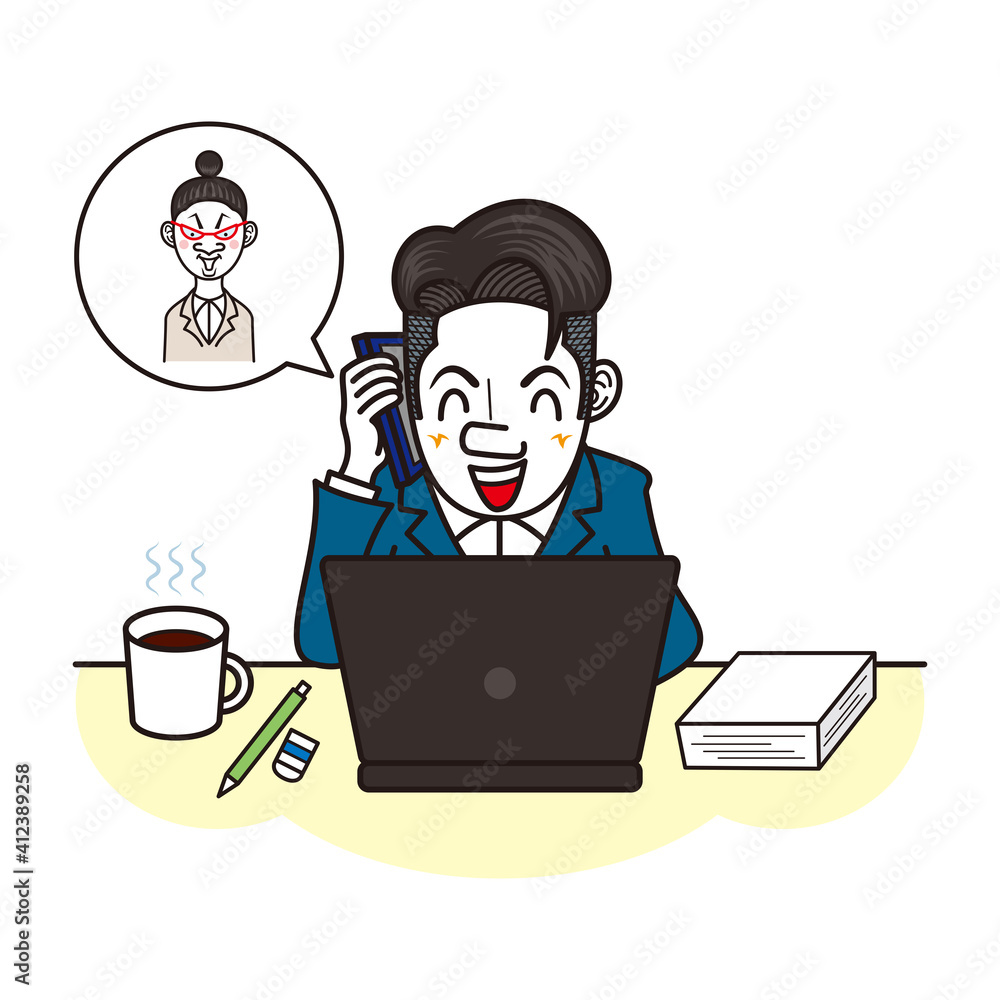 自宅でテレワークするビジネスマン　05