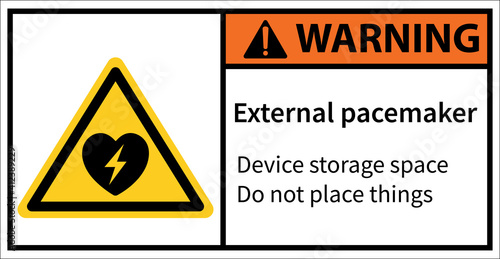 Automatic external defibrillator. Warning sign