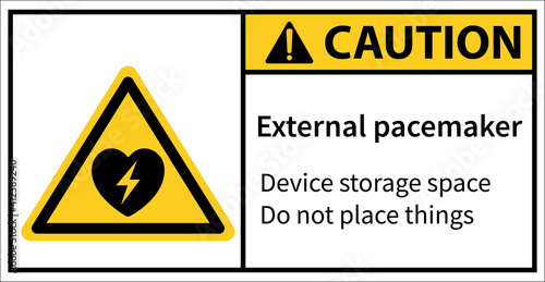 Automatic external defibrillator. Caution sign