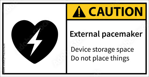 Automatic external defibrillator. Caution sign
