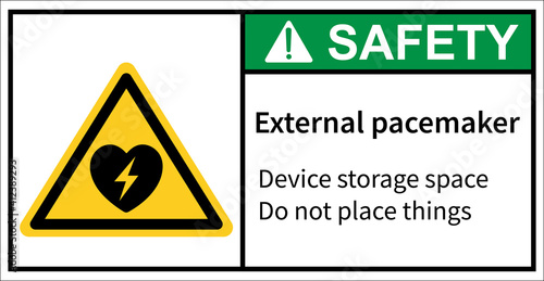 Automatic external defibrillator. Safety sign