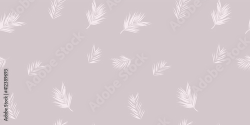 Palm leaves vector seamless repeating pattern on pink background with white pastel line art  luxury pattern with tropical leaves minimalist design line art drawing great for textile  fabric  wedding 