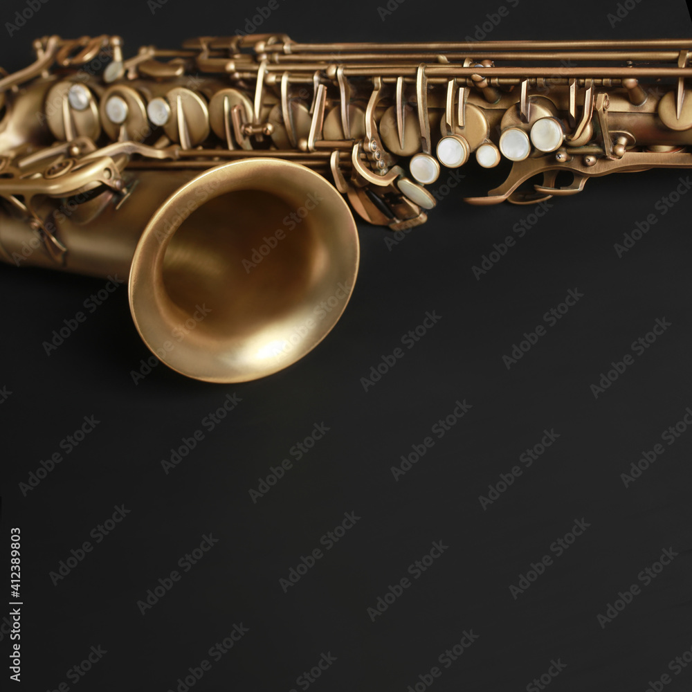 Fototapeta premium Saxophone jazz instruments. Alto sax closeup