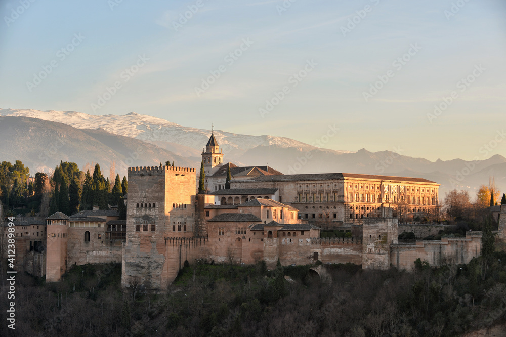Views of the Alhambra at sunset Views of the Alhambra at sunset