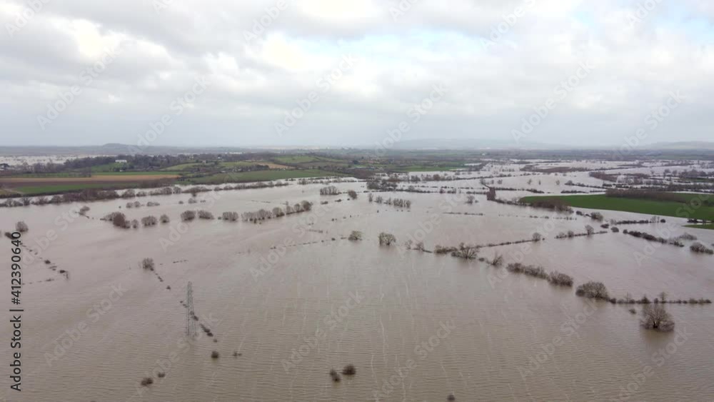 Flooding in the UK Showing Large Areas of the Countryside Flooded in the Winter Flooding in the UK Showing Large Areas of the Countryside Flooded in the Winter