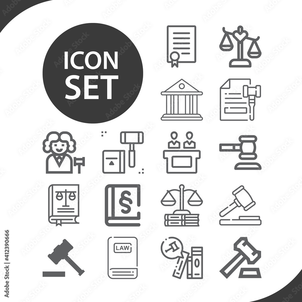 Simple set of lawyer office related lineal icons. Simple set of lawyer office related lineal icons.